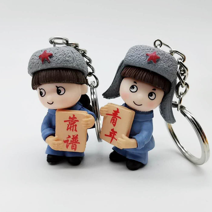 Bulk Jewelry Wholesale color metal red army long March revolution couple keychain JDC-KC-YY001 Wholesale factory from China YIWU China
