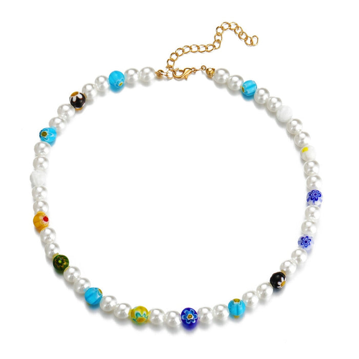 Wholesale color pearl color Bohemian Flower Beaded Chain female JDC-NE-F044 Necklaces 韩之尚 54068 Wholesale Jewelry JoyasDeChina Joyas De China