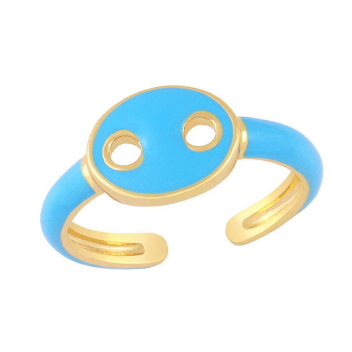 Wholesale color pig nose copper rings JDC-RS-AS279 Rings JoyasDeChina blue adjustable Wholesale Jewelry JoyasDeChina Joyas De China