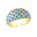 Wholesale Color Plaid Electroplating Copper Rings JDC-RS-AS272 Rings JoyasDeChina blue purple adjustable Wholesale Jewelry JoyasDeChina Joyas De China