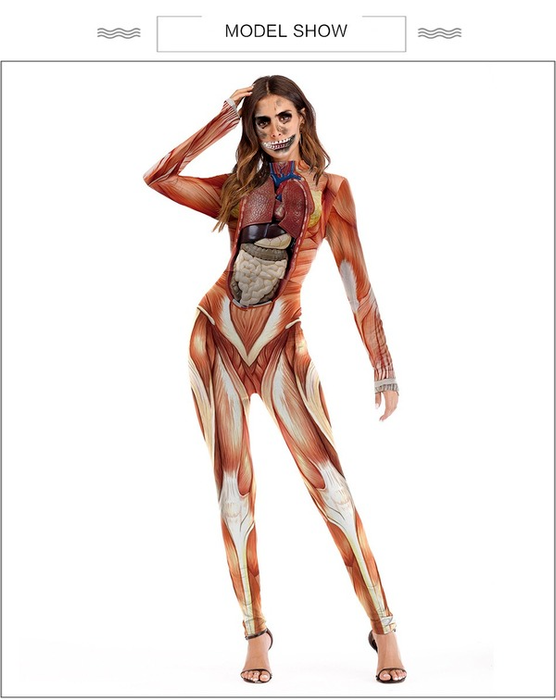 Bulk Jewelry Wholesale color polyester Halloween body structure tissue printed jumpsuits JDC-HW-NDB002 Wholesale factory from China YIWU China