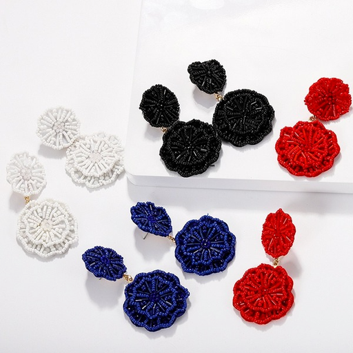 Bulk Jewelry Wholesale color resin beads hand-woven rose earrings JDC-ES-V031 Wholesale factory from China YIWU China