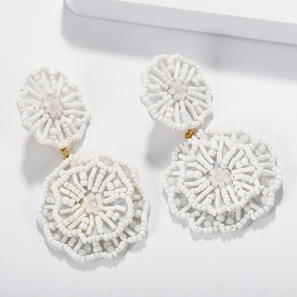 Bulk Jewelry Wholesale color resin beads hand-woven rose earrings JDC-ES-V031 Wholesale factory from China YIWU China