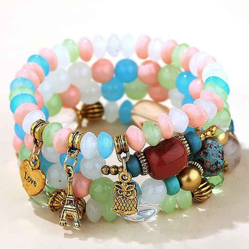 Bulk Jewelry Wholesale color resin Bohemian multi-layer owl love tower bracelet JDC-BT-GSXINY022 Wholesale factory from China YIWU China