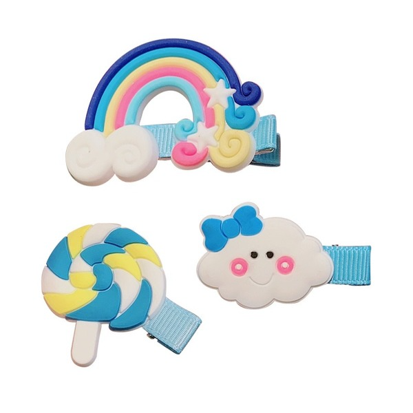 Bulk Jewelry Wholesale color resin children rainbow cloud lollipop hair clip JDC-HC-RXi008 Wholesale factory from China YIWU China