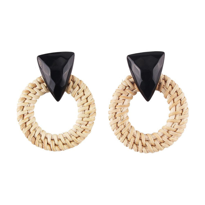 Bulk Jewelry Wholesale color resin grass vine woven round piece earring JDC-ES-V026 Wholesale factory from China YIWU China