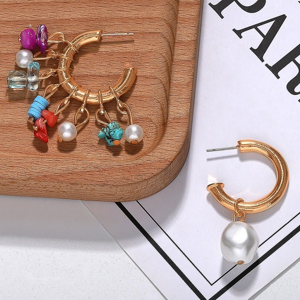 Bulk Jewelry Wholesale color resin stone Pearl Pendant Earrings JDC-ES-V100 Wholesale factory from China YIWU China
