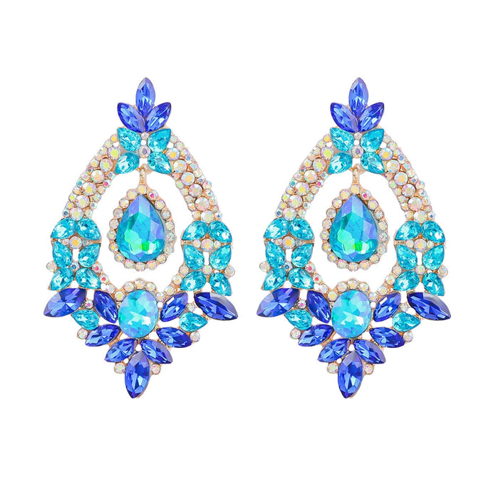 Wholesale Color Rhinestone Alloy Earrings JDC-ES-JL937 Earrings 氿乐 blue Wholesale Jewelry JoyasDeChina Joyas De China