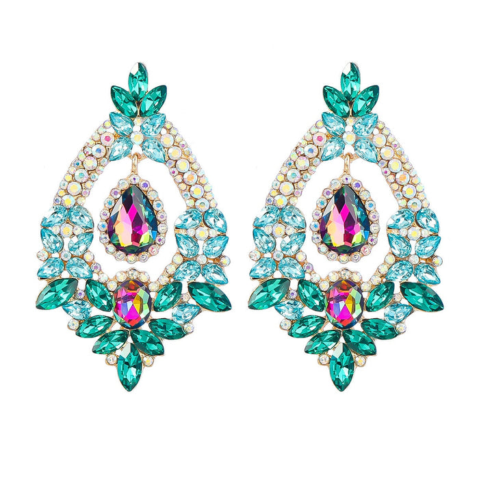 Wholesale Color Rhinestone Alloy Earrings JDC-ES-JL937 Earrings 氿乐 green Wholesale Jewelry JoyasDeChina Joyas De China