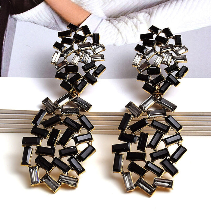 Wholesale Color Rhinestone Alloy Earrings JDC-ES-SK072 Earrings 深刻 black Wholesale Jewelry JoyasDeChina Joyas De China