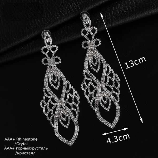 Wholesale Color Rhinestone Crystal Long Large Earrings JDC-ES-ZHONGW018 Earrings 众薇 Wholesale Jewelry JoyasDeChina Joyas De China