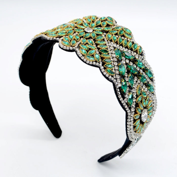 Wholesale color rhinestone fabric headband JDC-HD-Yul079 Headband 雨灵 green A Wholesale Jewelry JoyasDeChina Joyas De China