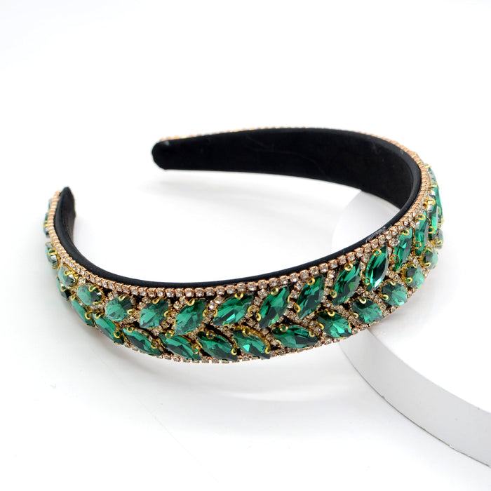 Wholesale color rhinestone flannel headband JDC-HD-Yul025 Headband 雨灵 green Wholesale Jewelry JoyasDeChina Joyas De China