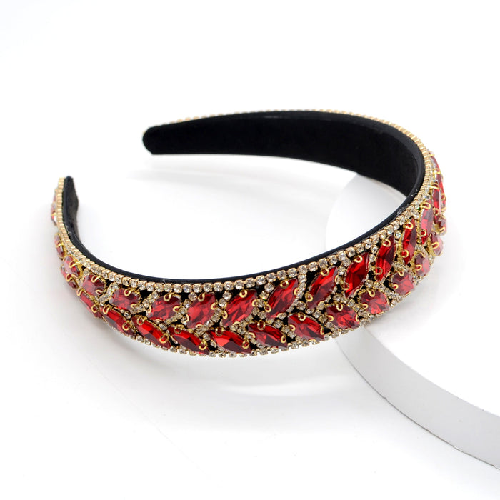 Wholesale color rhinestone flannel headband JDC-HD-Yul025 Headband 雨灵 red Wholesale Jewelry JoyasDeChina Joyas De China
