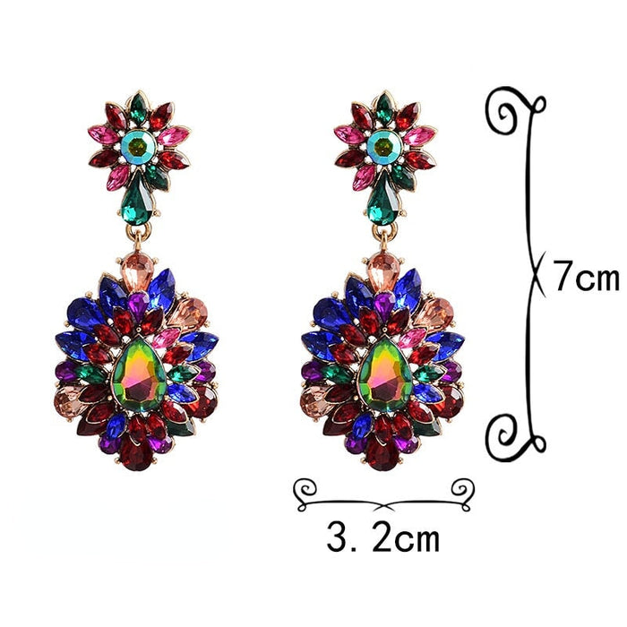 Wholesale Color Rhinestone Flower Shape Electroplating Alloy Earrings JDC-ES-SK030 Earrings 深刻 Wholesale Jewelry JoyasDeChina Joyas De China