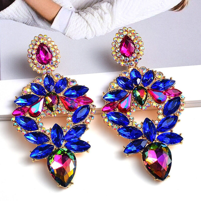 Wholesale Color Rhinestone Plating Alloy Earrings JDC-ES-SK034 Earrings 深刻 blue Wholesale Jewelry JoyasDeChina Joyas De China