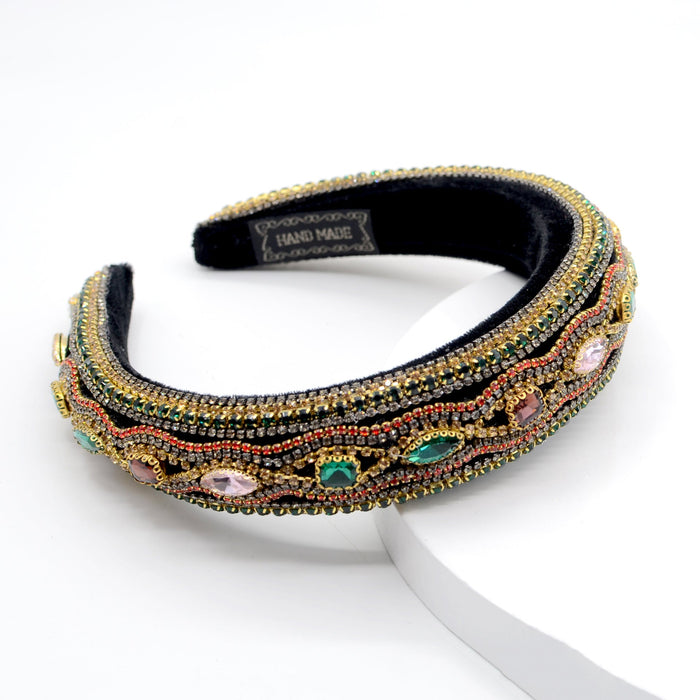 Wholesale color rhinestone sponge flannel headband JDC-HD-Yul061 Headband 雨灵 Wholesale Jewelry JoyasDeChina Joyas De China