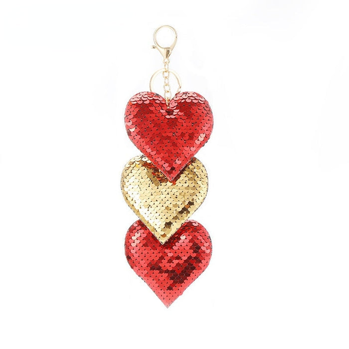 Wholesale Color Sequins Heart Keychain JDC-KC-PRY009 Keychains 彭日耀 3 Sequin Heart Wholesale Jewelry JoyasDeChina Joyas De China