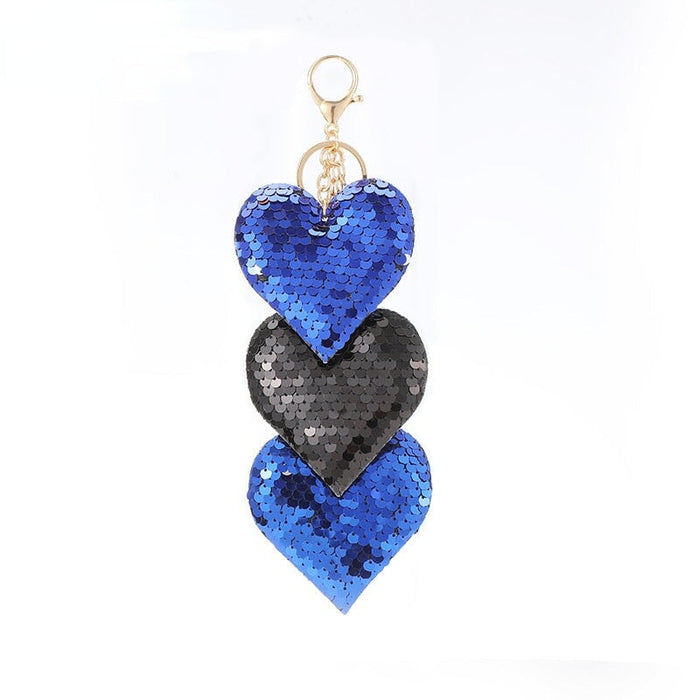 Wholesale Color Sequins Heart Keychain JDC-KC-PRY009 Keychains 彭日耀 4 Sequin Heart Wholesale Jewelry JoyasDeChina Joyas De China