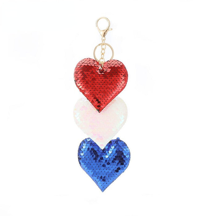 Wholesale Color Sequins Heart Keychain JDC-KC-PRY009 Keychains 彭日耀 6 Sequin Heart Wholesale Jewelry JoyasDeChina Joyas De China