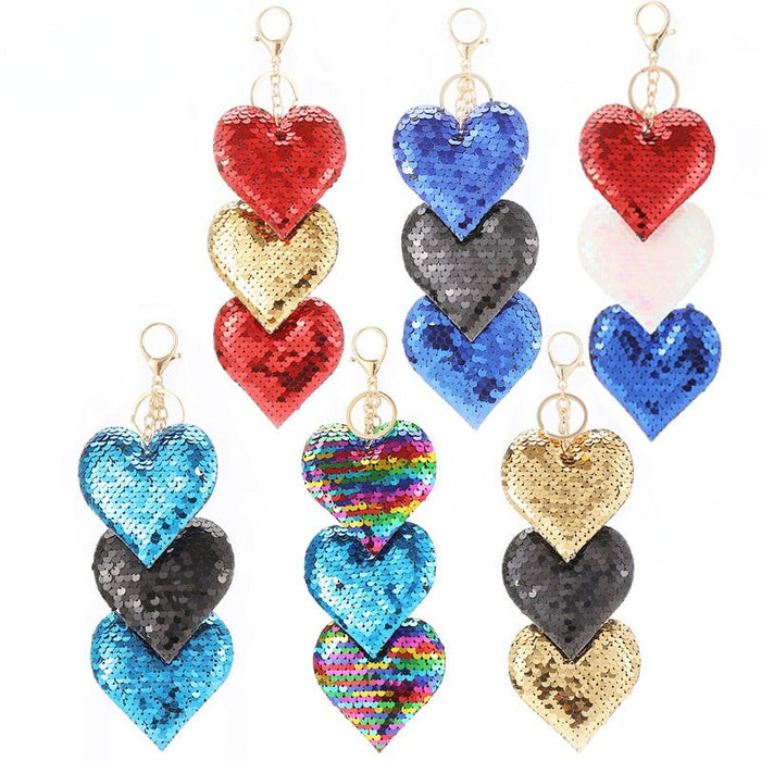 Wholesale Color Sequins Heart Keychain JDC-KC-PRY009 Keychains 彭日耀 Wholesale Jewelry JoyasDeChina Joyas De China