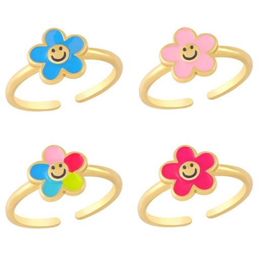 Wholesale color smiley face flowers electroplated copper rings JDC-RS-AS266 Rings JoyasDeChina Wholesale Jewelry JoyasDeChina Joyas De China