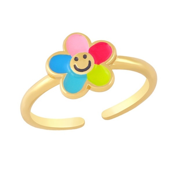 Wholesale color smiley face flowers electroplated copper rings JDC-RS-AS266 Rings JoyasDeChina Wholesale Jewelry JoyasDeChina Joyas De China