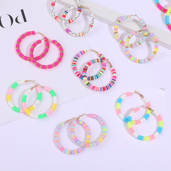 Bulk Jewelry Wholesale color soft pottery C-shaped color Earrings JDC-ES-GSRL001 Wholesale factory from China YIWU China