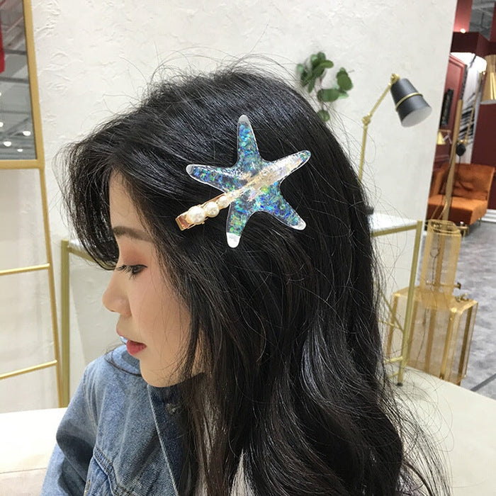 Wholesale Color Starfish Pearl Metal Hair Clip JDC-HC-CR003 Hair Clips 楚柔 Wholesale Jewelry JoyasDeChina Joyas De China