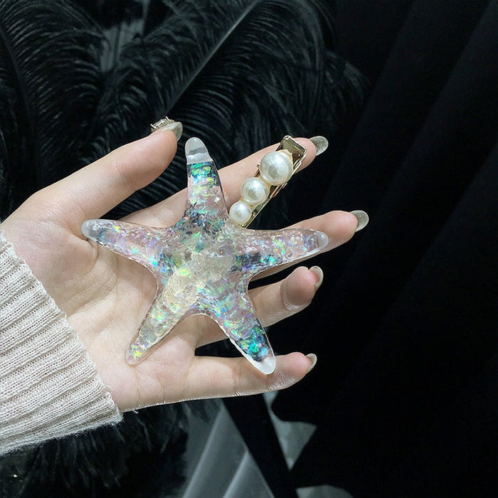Wholesale Color Starfish Pearl Metal Hair Clip JDC-HC-CR003 Hair Clips 楚柔 Wholesale Jewelry JoyasDeChina Joyas De China
