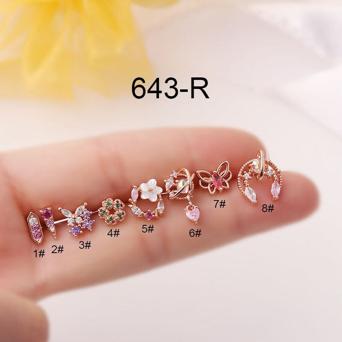 Wholesale color thin rod titanium steel screw cartilage stud earrings puncture MOQ≥2 JDC-ES-Henst005 Piercings 亨森 Wholesale Jewelry JoyasDeChina Joyas De China