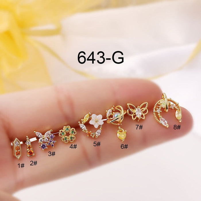 Wholesale color thin rod titanium steel screw cartilage stud earrings puncture MOQ≥2 JDC-ES-Henst005 Piercings 亨森 Gold 1# Wholesale Jewelry JoyasDeChina Joyas De China