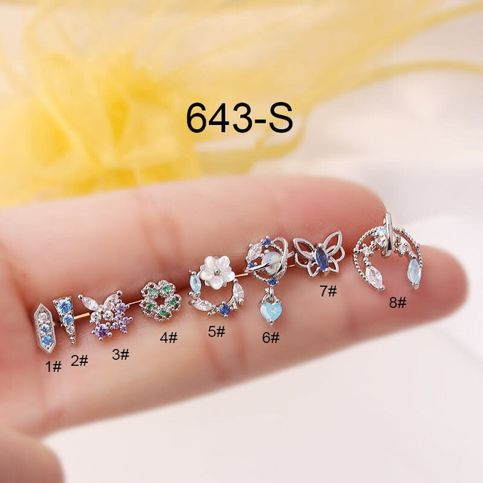 Wholesale color thin rod titanium steel screw cartilage stud earrings puncture MOQ≥2 JDC-ES-Henst005 Piercings 亨森 Silver 1# Wholesale Jewelry JoyasDeChina Joyas De China