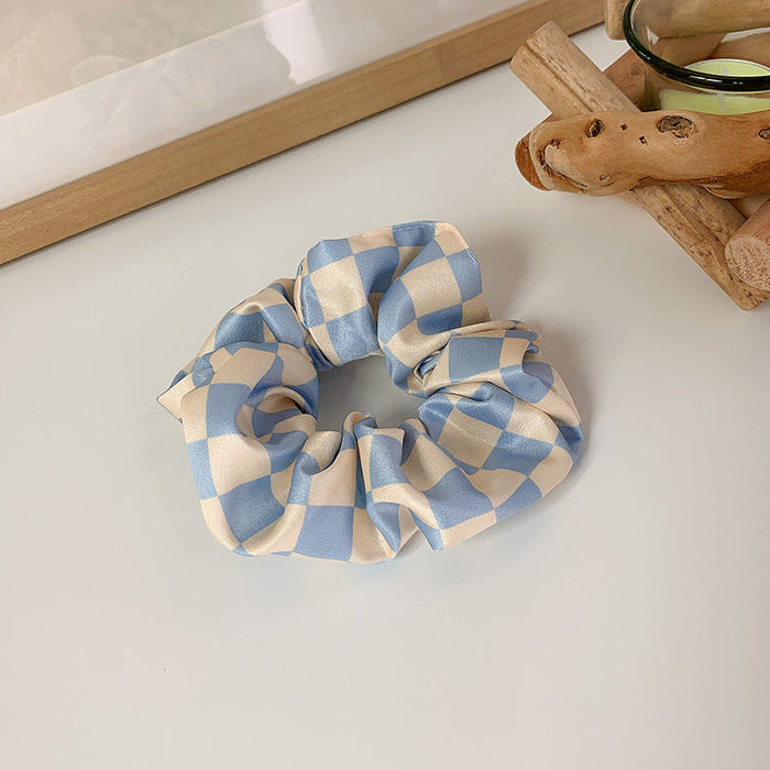 Wholesale color tie checkerboard Headband and Hair Scrunchies JDC-HS-W207 Hair Scrunchies JoyasDeChina B blue and white large intestine circle Wholesale Jewelry JoyasDeChina Joyas De China