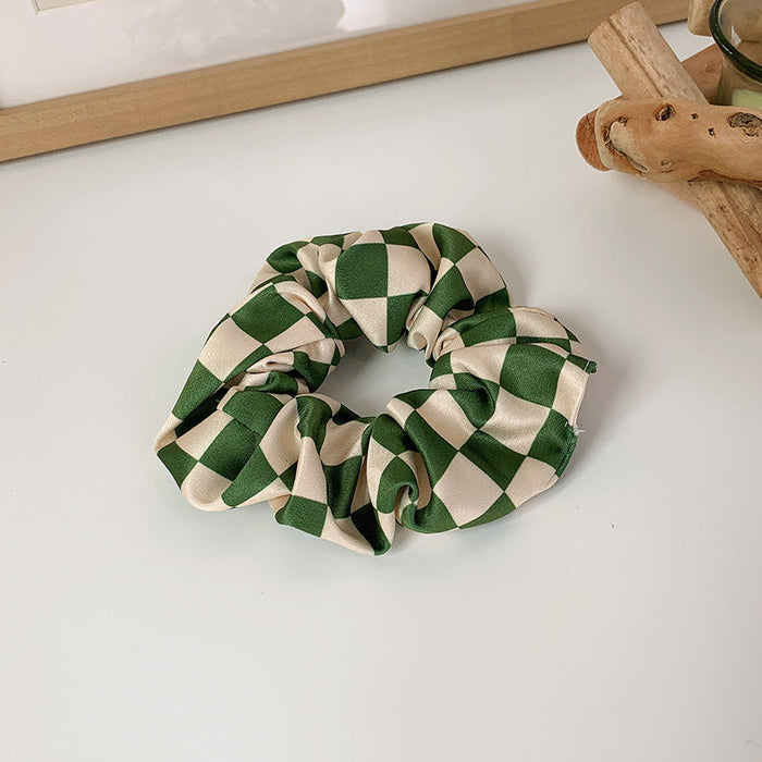 Wholesale color tie checkerboard Headband and Hair Scrunchies JDC-HS-W207 Hair Scrunchies JoyasDeChina C green and white large intestine circle Wholesale Jewelry JoyasDeChina Joyas De China