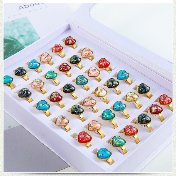 Bulk Jewelry Wholesale color titanium steel 36 boxed cat's eye stone gold-plated ring JDC-MRS-BS024 Wholesale factory from China YIWU China