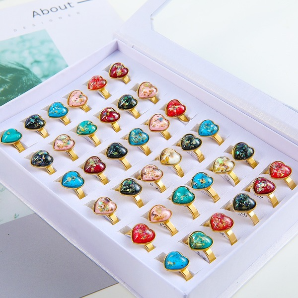 Bulk Jewelry Wholesale color titanium steel Stone multicolor 36 boxed opal gold-plated ring JDC-MRS-BS022 Wholesale factory from China YIWU China