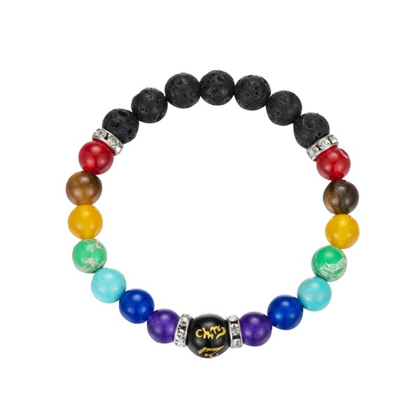 Bulk Jewelry Wholesale color volcanic stone colorful chakras frosted stone bracelet JDC-BT-D498 Wholesale factory from China YIWU China