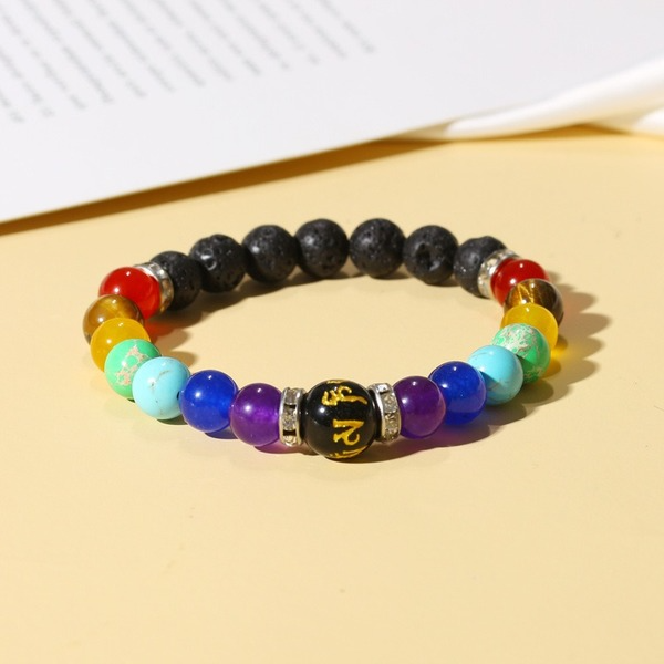 Bulk Jewelry Wholesale color volcanic stone colorful chakras frosted stone bracelet JDC-BT-D498 Wholesale factory from China YIWU China