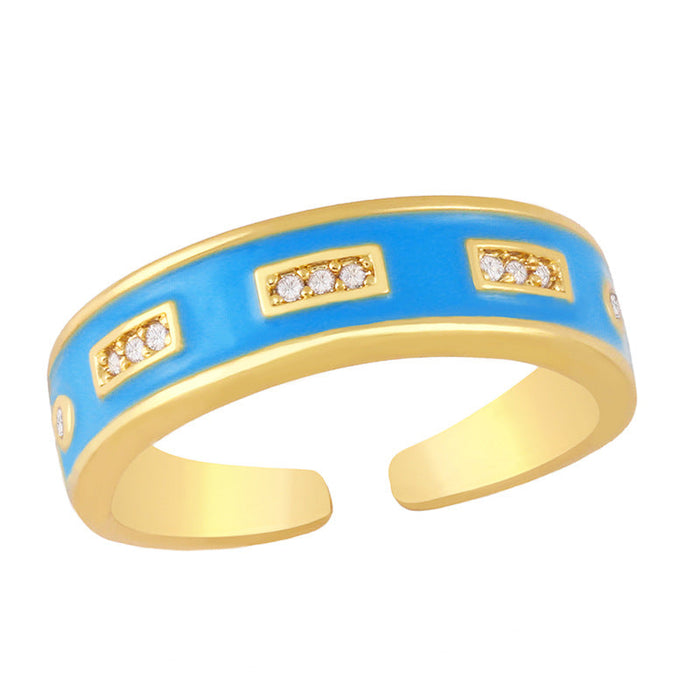Wholesale Color Zircon Electroplated Copper Rings JDC-RS-AS286 Rings JoyasDeChina blue adjustable Wholesale Jewelry JoyasDeChina Joyas De China
