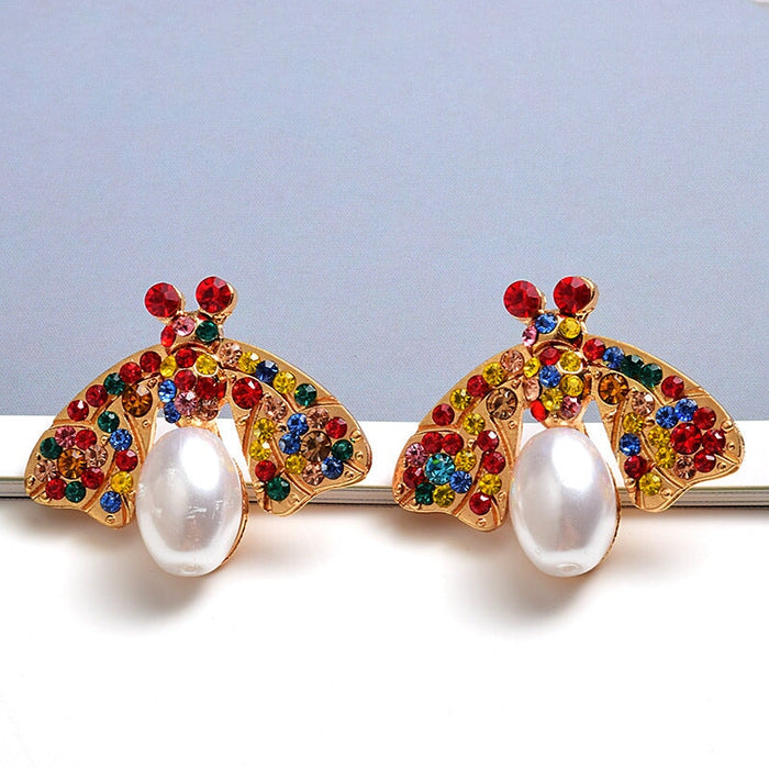 Wholesale color zircon Pearl Earrings JDC-ES-SK062 Earrings 深刻 multicolor Wholesale Jewelry JoyasDeChina Joyas De China
