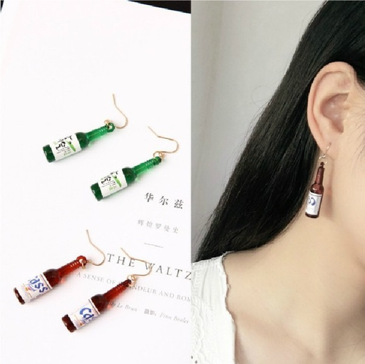 Bulk Jewelry Wholesale colored alloy beer bottle earrings JDC-ES-RL011 Wholesale factory from China YIWU China