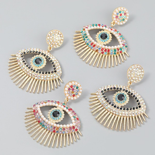 Bulk Jewelry Wholesale colored alloy earrings with diamond and pearl eyes JDC-ES-CL019 Wholesale factory from China YIWU China