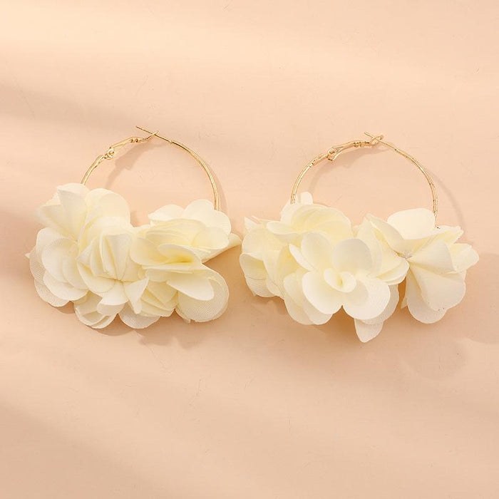 Bulk Jewelry Wholesale colored alloy fabric flower earrings JDC-ES-GSE041 Wholesale factory from China YIWU China