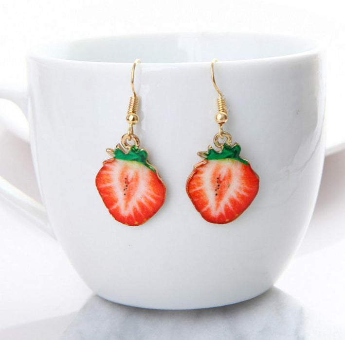 Bulk Jewelry Wholesale colored alloy fruit watermelon strawberry kiwi earrings JDC-ES-RL159 Wholesale factory from China YIWU China