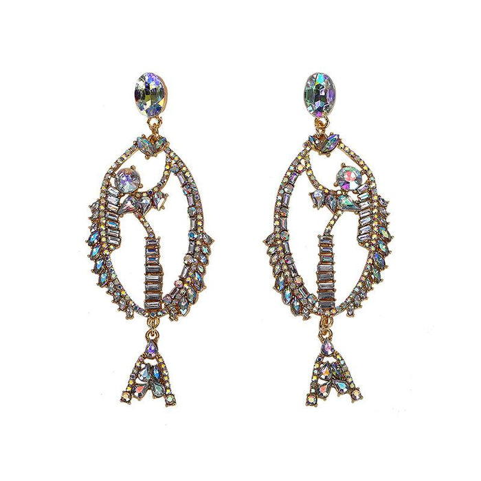 Bulk Jewelry Wholesale colored alloy inlaid with colored diamond crab fishtail earrings JDC-ES-V028 Wholesale factory from China YIWU China
