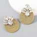 Wholesale colored alloy Rhinestone woven round earrings JDC-ES-GSJJ087 Earrings JoyasDeChina white Wholesale Jewelry JoyasDeChina Joyas De China