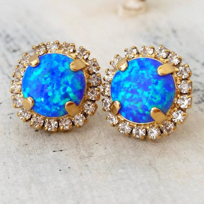 Wholesale colored artificial gemstone metal earrings JDC-ES-WN004 Earrings 薇妮 AER508 Wholesale Jewelry JoyasDeChina Joyas De China