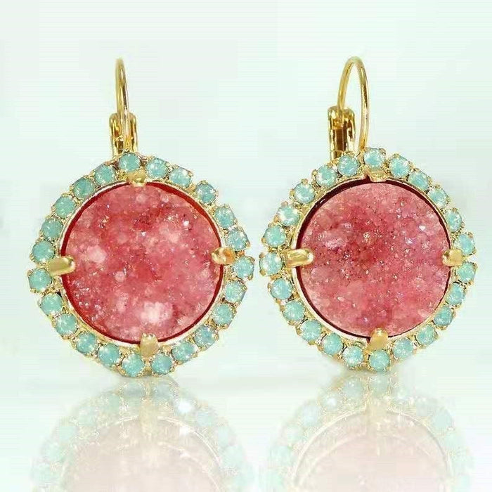 Wholesale colored artificial gemstone metal earrings JDC-ES-WN004 Earrings 薇妮 AER509 Wholesale Jewelry JoyasDeChina Joyas De China