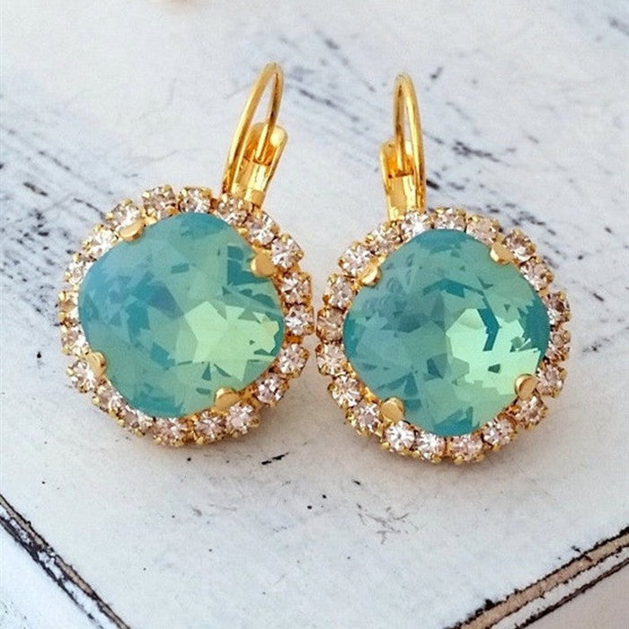 Wholesale colored artificial gemstone metal earrings JDC-ES-WN004 Earrings 薇妮 AER513 Wholesale Jewelry JoyasDeChina Joyas De China